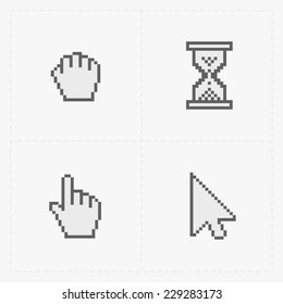 Pixel cursors icons on white.Vector Illustration.