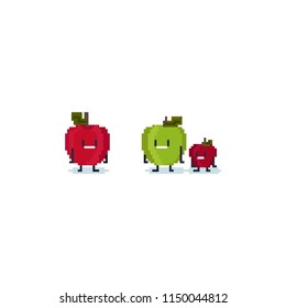 Pixel Cute Apple Character.8bit.fruit.