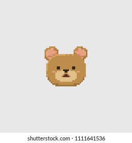 Pixel Cute Bear Head.8 Bit.