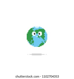 Pixel cute earth character.8bit art.