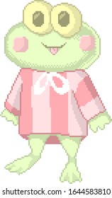 Pixel cute frog with face for games and applications