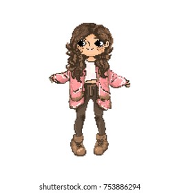 Pixel Cute Girl For Websites And Games