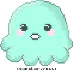 Pixel cute octopus with face for games and applications