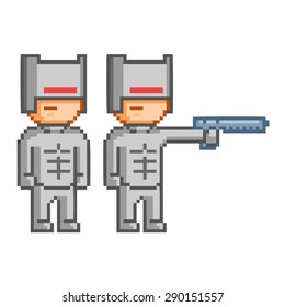 Pixel cyborg for 8 bit video game and design