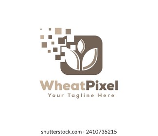 pixel data wheat logo icon symbol design template illustration inspiration