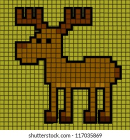 Pixel Deer. Vector illustration 10 eps. Holidays theme
