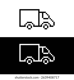  pixel delivery Truck  icon vector  pixel art shipping icon  8 bit game logo