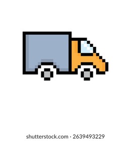  pixel delivery Truck  icon vector  pixel art shipping icon  8 bit game logo