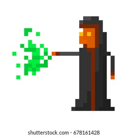 Pixel demonic orc warlock for games and applications