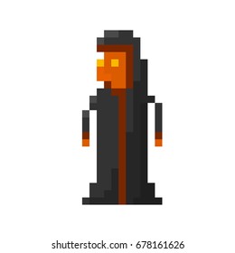 Pixel demonic orc warlock for games and applications