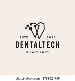 pixel dental digital hipster vintage logo vector icon illustration