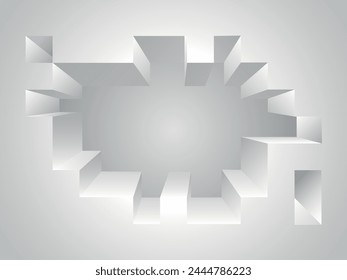 Pixel Depth 3D Abstract white Background. Video Game Pixel Frame Digital Background