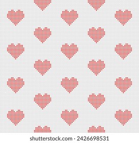 Pixel design Hearts seamless pattern stock illustration.