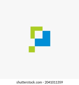 Pixel design logo forming letter P