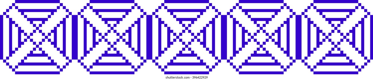  pixel design. Vector Image. The pattern for seamless texture. Blue colour.  element for embroidery . For  textiles, design, presentations.