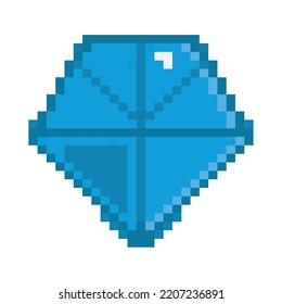 Pixel Diamond Icon On White Background