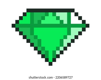 Pixel Diamond Icon. Vector Illustration