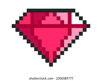 Pixel Diamond Icon. Vector Illustration