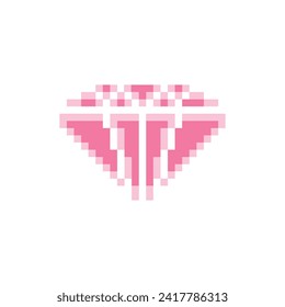 icono de diamante píxel conjunto de imágenes de píxeles brillante signo de joyería para la plantilla de logotipo de la compañía de juegos de 8 bits 