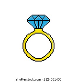 icono de anillo de diamante píxel arte de píxeles brillante anillo para juegos de 8 bits 