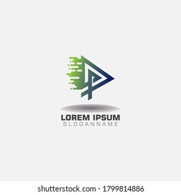 Diseño de logotipo creativo digital de píxeles plantilla de tecnología moderna