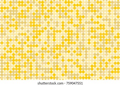 Pixel digital gradient background. Abstract light yellow technology pattern. Dotted background with circles, dots, point small scale. Vector illustration