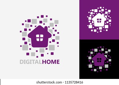 Pixel Digital Home Logo Template Design Vector, Emblem, Design Concept, Creative Symbol, Icon