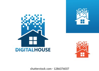 Pixel Digital House Logo Template Design Vector, Emblem, Design Concept, Creative Symbol, Icon