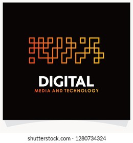 Pixel Digital Media Logo Template Design Vector Inspiration. Icon Design