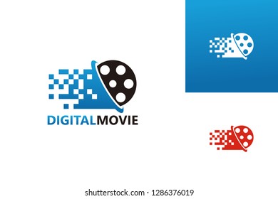 Pixel Digital Movie Logo Template Design Vector, Emblem, Design Concept, Creative Symbol, Icon