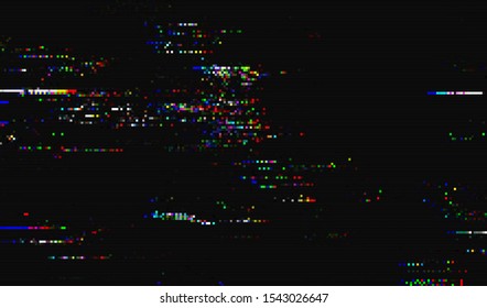 Bildrauschen auf dunklem Hintergrund. Fehler beim Anzeigen des Videosignals. Zerbrochene Fernsehsendung. Glitzer Hintergrund-Textur. Vektorillustration.