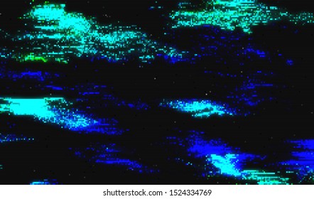 Pixel digital noise. Wallpaper malfunction of transmission of a television video. Play erroneously encoded media file. Vector illustration.