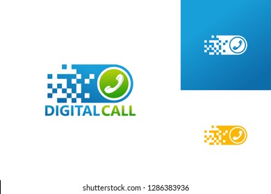 Pixel Digital Phone Call Logo Template Design Vector, Emblem, Design Concept, Creative Symbol, Icon
