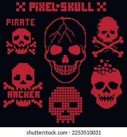 pixel, digital sign with skull, design t shirts