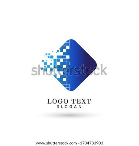 Pixel & Digital Square Logo. Symbol & Icon Vector Template.