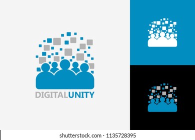 Pixel Digital Unity Logo Template Design Vector, Emblem, Design Concept, Creative Symbol, Icon