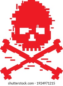 pixel digital vintage skull design for t shirts
