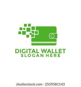 Pixel Digital wallet logo design template, Digital Money logo design vector