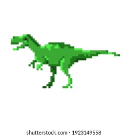 Pixel dinosaur. Simple flat vector illustration on a white background.