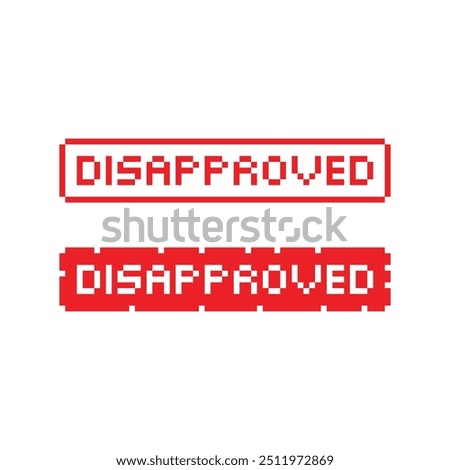 pixel disapproved icon. rejected stamp. grungy red rejected sign pixel art icon vector 8 bit game