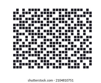 Pixel disintegration background. Decay effect. Dispersed dotted pattern. Concept of disintegration. Abstract pixel mosaic texture with simple square particles. Vector illustration on white background.