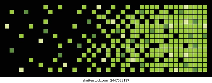 Pixelzerfallshintergrund. Zerfallseffekt. Dispersions-gepunktetes Muster. Konzept der Auflösung, Pixel-Mosaik-Texturen mit einfachen quadratischen Teilchen.