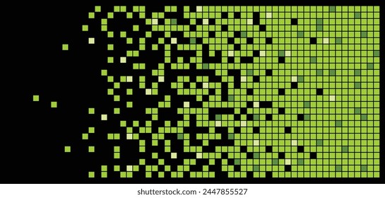 Pixel disintegration background. Decay effect. Dispersed dotted pattern. Concept of disintegration, pixel mosaic textures with simple square particles.
