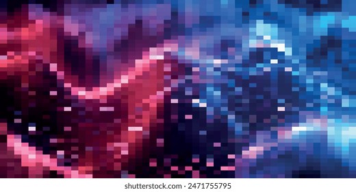 Pixel disintegration background. Decay effect. Dispersed dotted pattern. Concept of disintegration. Set pixel mosaic textures with simple square particles. Vector illustration on black background.	