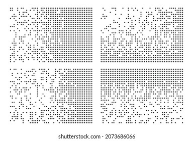 Pixel disintegration, decay effect. Various rectangular elements made of square shapes.