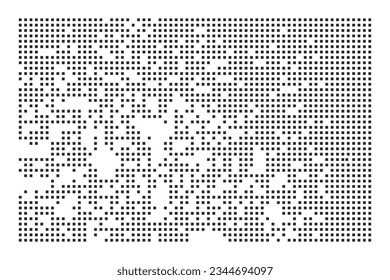 Pixelauflösung, Zerfallseffekt. Verschiedene rechteckige Elemente aus quadratischen Formen. Vektorgrafik