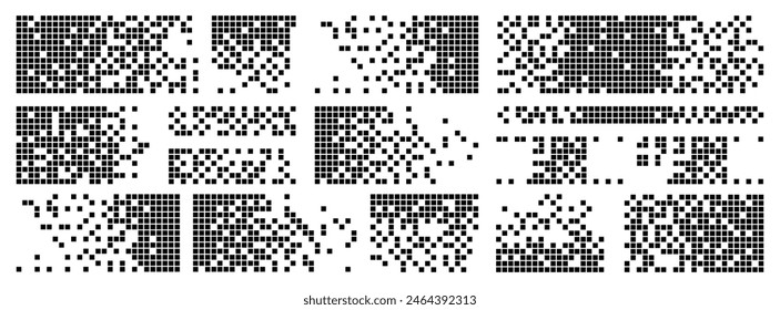 Pixel disintegration element in black on a white background