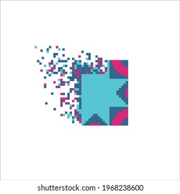 Pixel dispersed filled rectange, illustration for graphic design