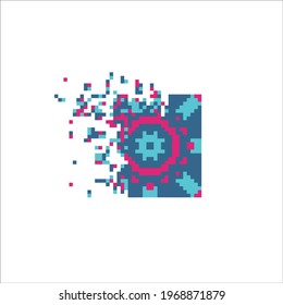 Pixel dispersed filled rectange, illustration for graphic design