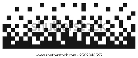 Pixel dissolved disperse mosaic background. Y2k pixel disintegration. Explosion fade. Disappear transform rectangle texture